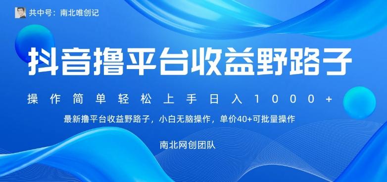 最新撸抖音平台收益野路子，操作简单，单价高，小白可无脑操作可日入1000+-悟空云赚AI