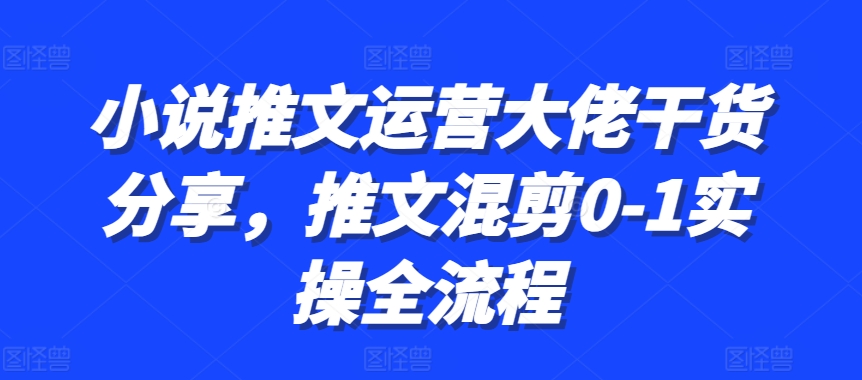 小说推文运营大佬干货分享，推文混剪0-1实操全流程-悟空云赚AI