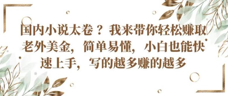 国内小说太卷 ?带你轻松赚取老外美金，简单易懂，小白也能快速上手，写的越多赚的越多【揭秘】-悟空云赚AI