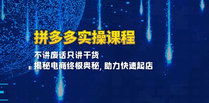 拼多多实操课程：不讲废话只讲干货, 揭秘电商终极奥秘,助力快速起店-悟空云赚AI