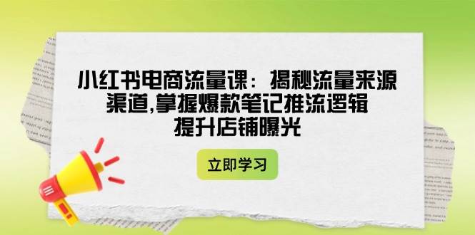 小红书电商流量课：揭秘流量来源渠道,掌握爆款笔记推流逻辑,提升店铺曝光-悟空云赚AI