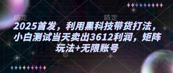 2025首发，利用黑科技带货打法，小白测试当天卖出3612利润，矩阵玩法+无限账号【揭秘】-悟空云赚AI