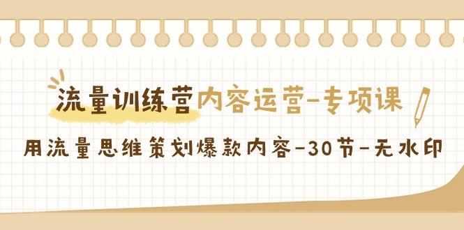 流量训练营之内容运营专项课，用流量思维策划爆款内容(30节课)-悟空云赚AI